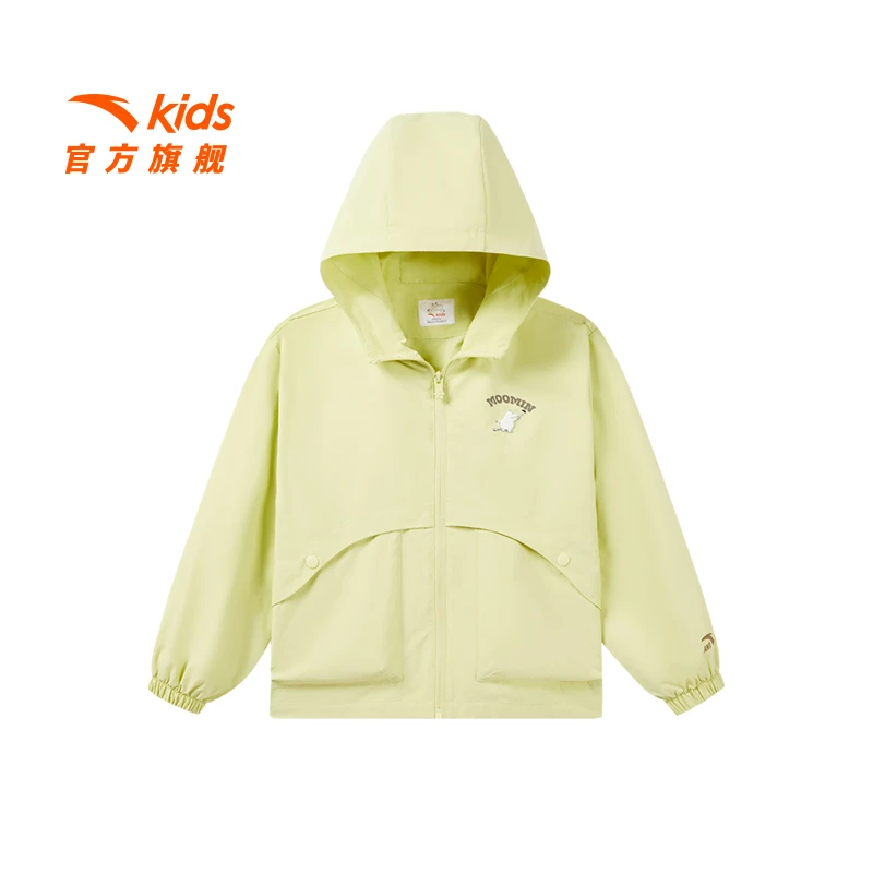 商场同款|安踏儿童女大童运动上衣2025夏季新款宽松连帽薄外套潮