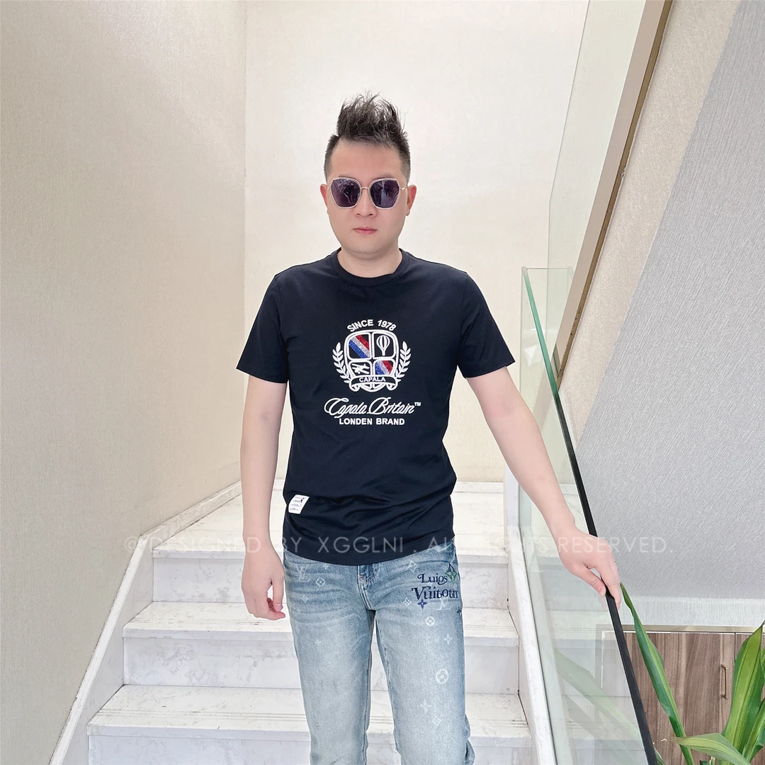 春夏款XGG盾牌内气球飞机男士品质高端轻奢洋气上档次潮牌短袖t恤