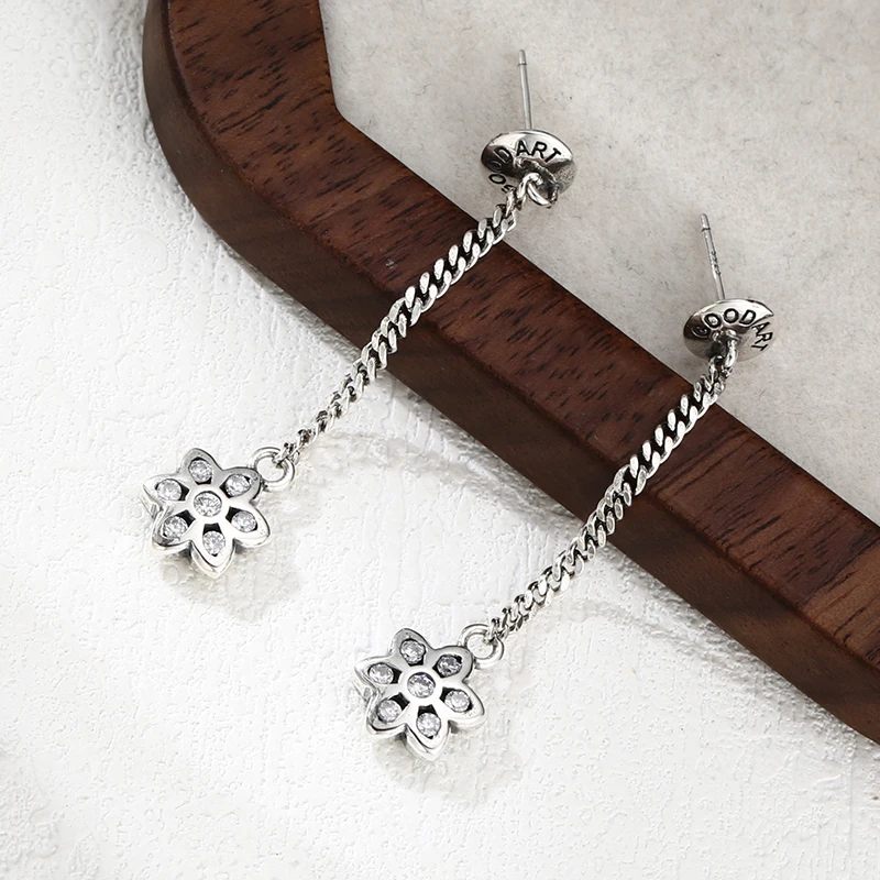 925银耳饰 「冰之息」白钻樱花花朵耳环