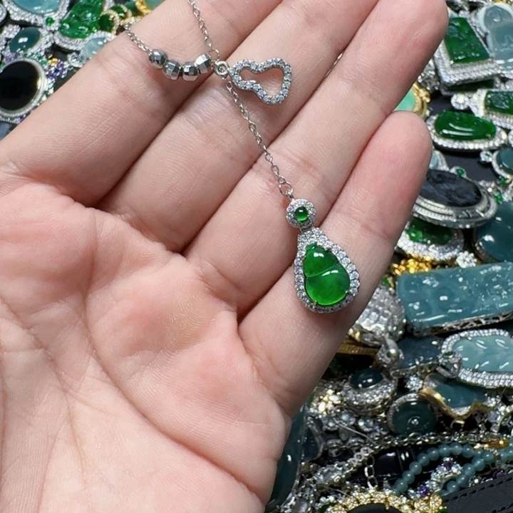 翡翠未镶嵌颈饰天然A貨翡翠放漏