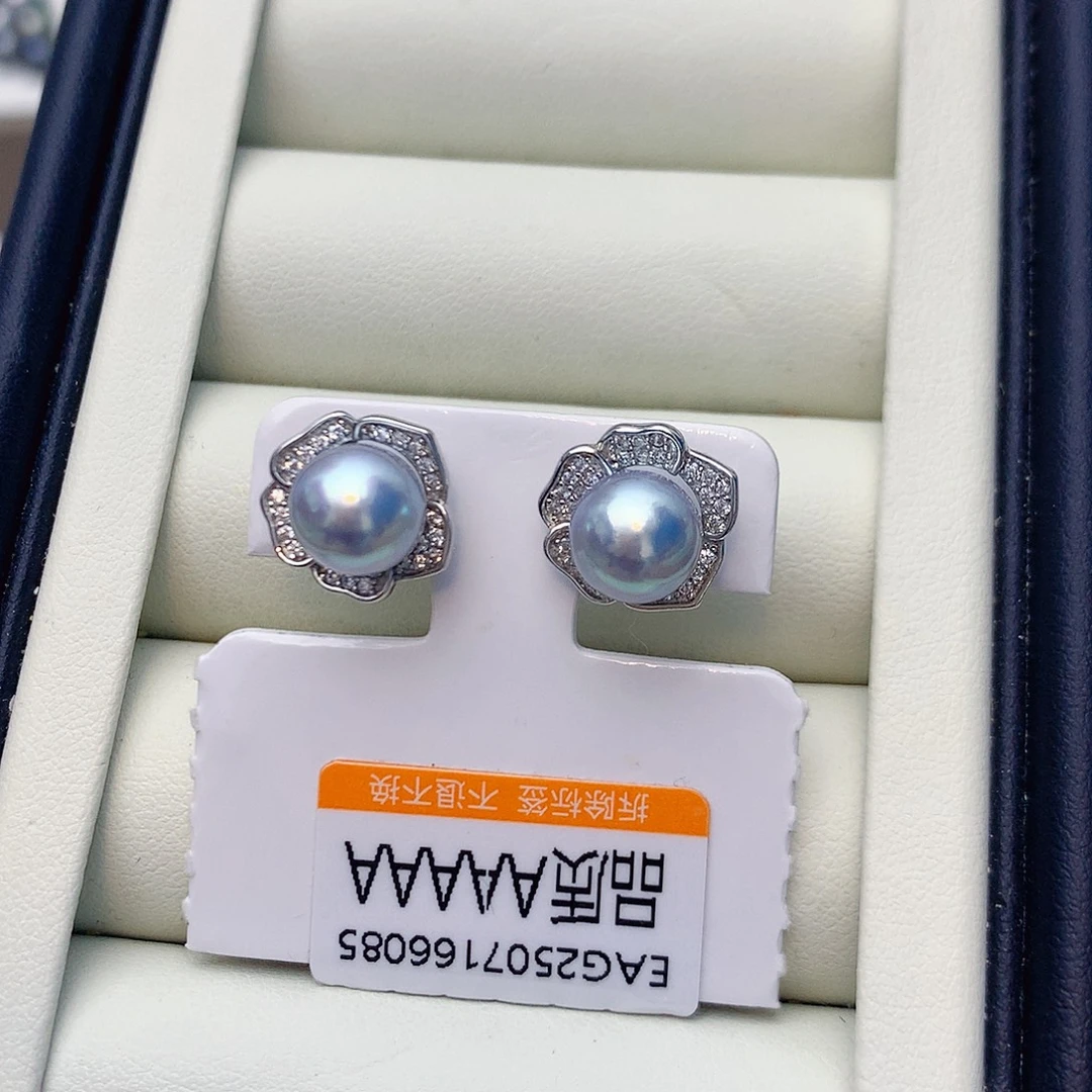银S925镶嵌海水珍珠耳饰w22