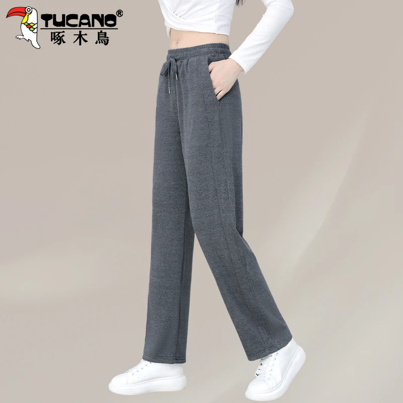 啄木鸟裤子女款2025新款爆款春秋妈妈休闲裤宽松显瘦直筒阔腿长裤