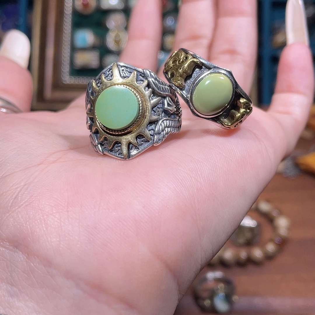 绿松石银S925镶嵌戒指戒指