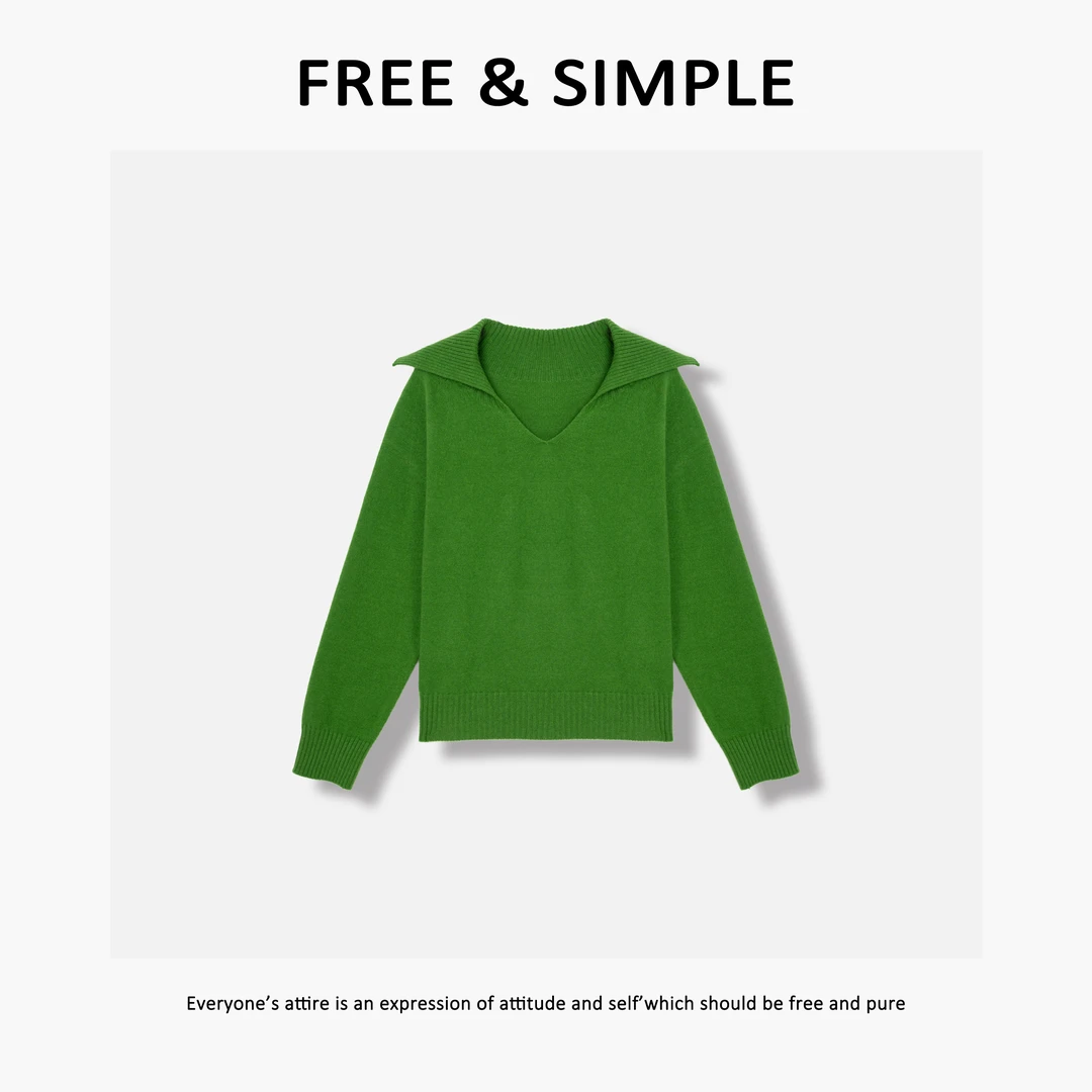 Free&Simple-‘毛衣定律’秋冬款极简休闲感翻领上衣羊毛衫-H5022