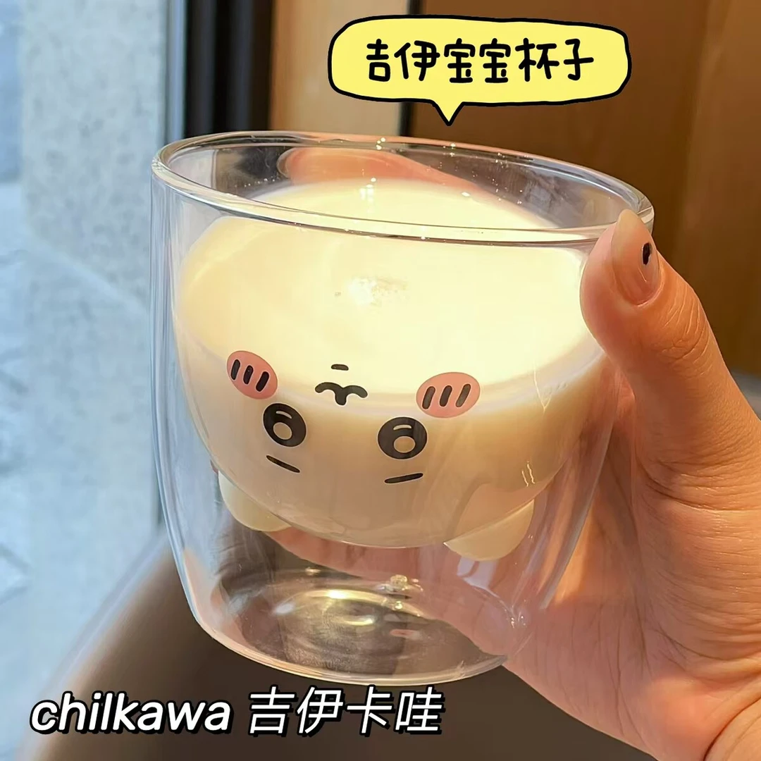 新款吉伊卡哇玻璃杯高颜值可爱卡通家用喝水杯子送闺蜜礼物