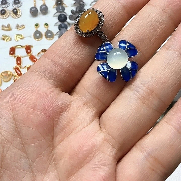 佳***鑫蛇纹石玉银S925镶嵌戒指