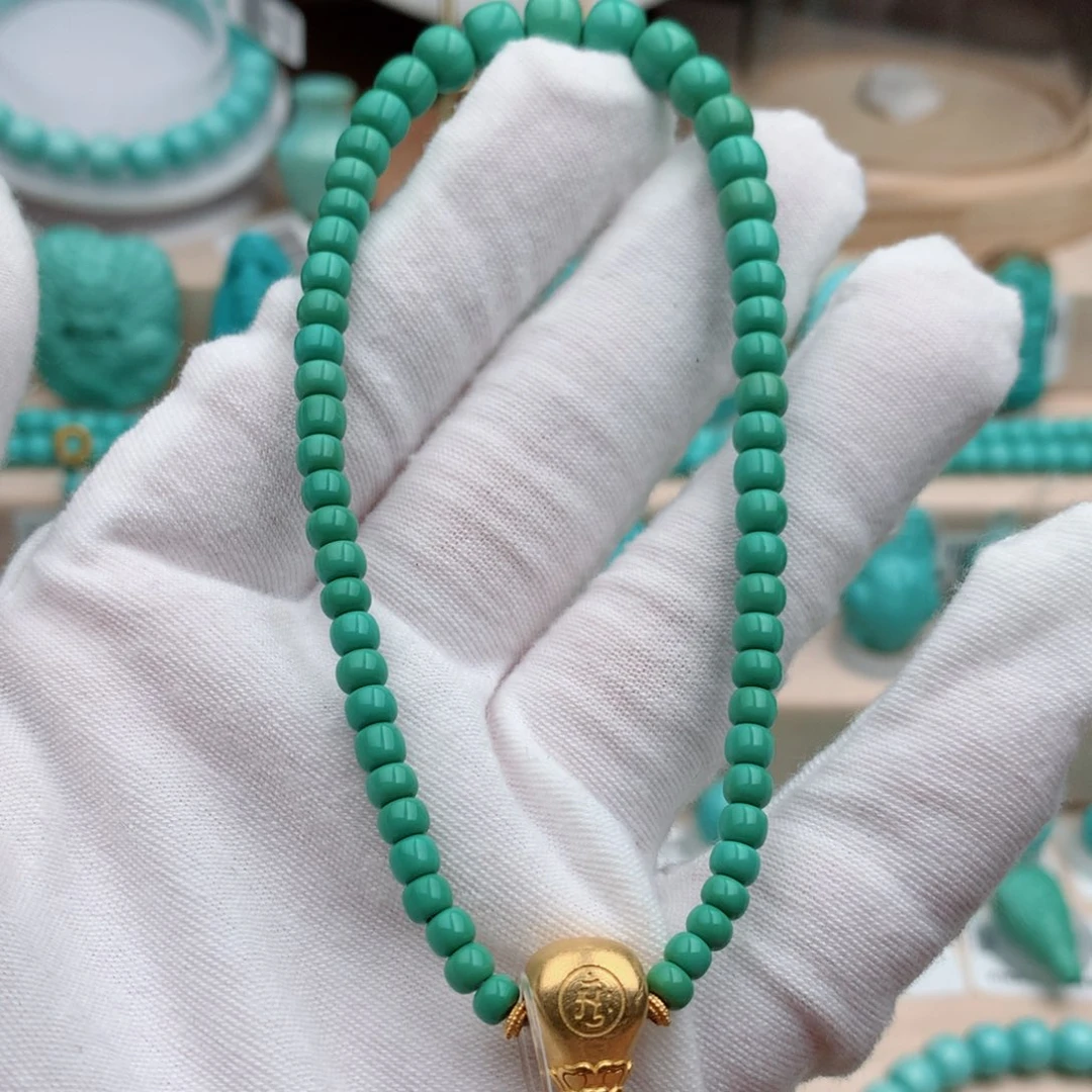 绿松石珠宝奇石未镶嵌7mm