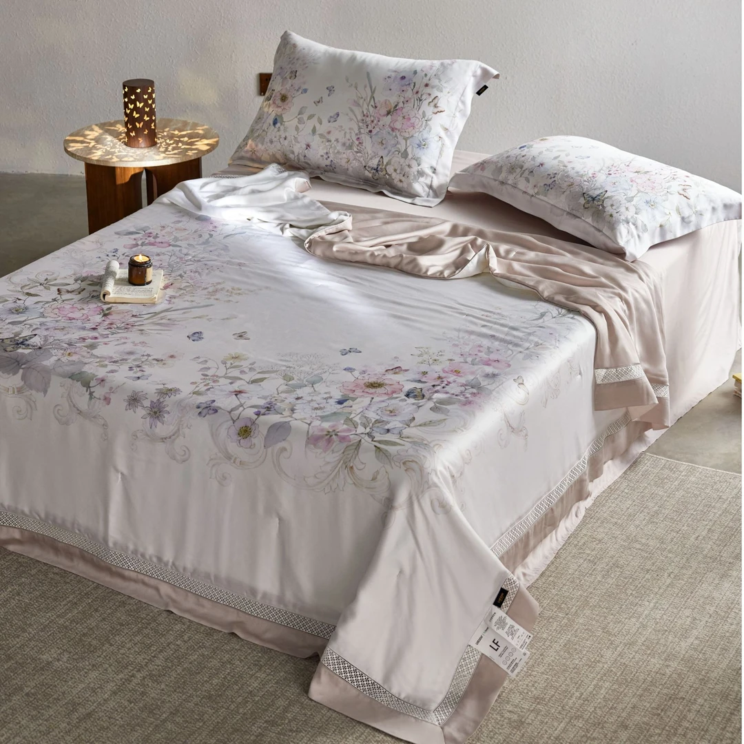 【瑞安娜夏被】100S 兰精天丝印花桑蚕丝夏被四件套薄款单人凉感