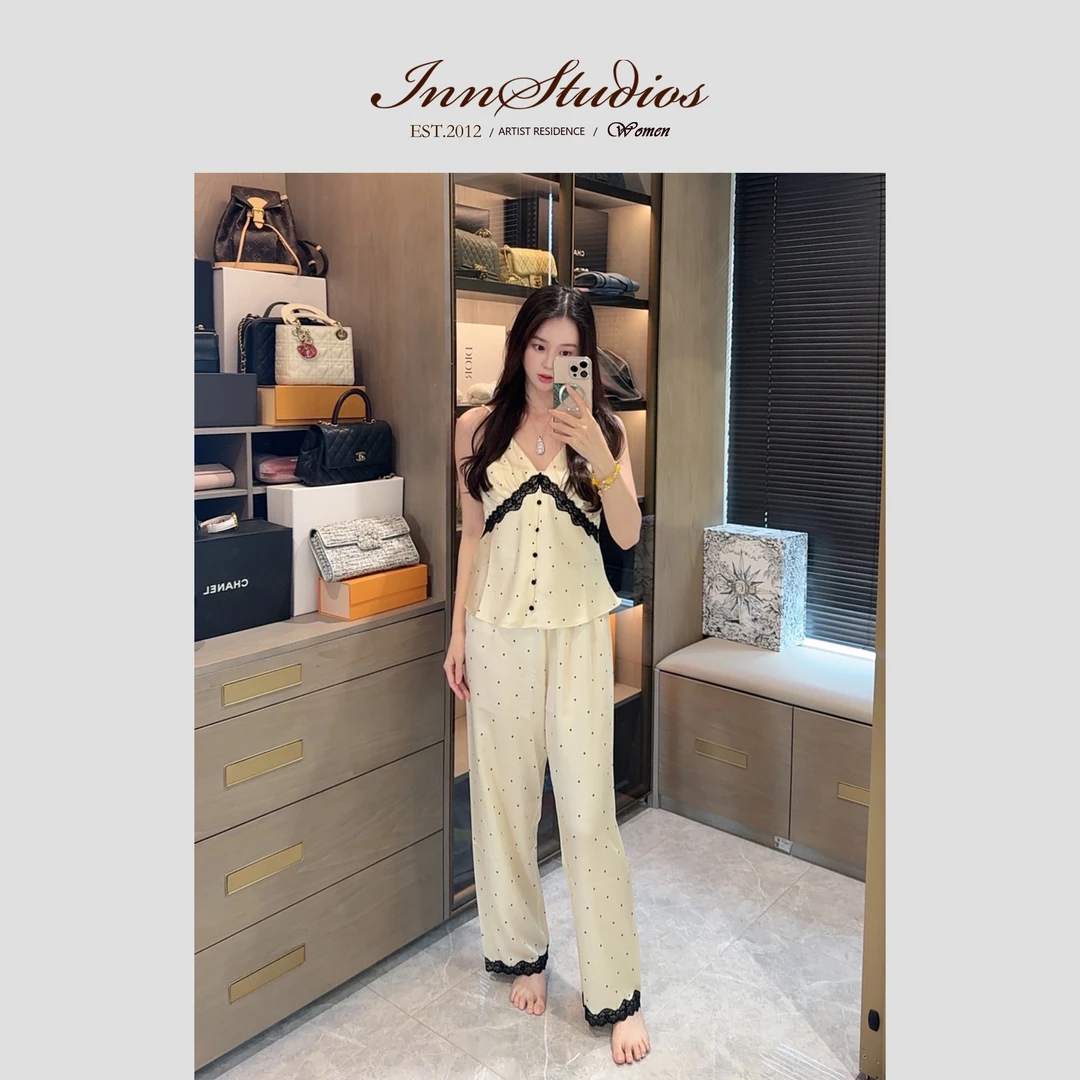 Innstudios 吊带波点睡衣套装