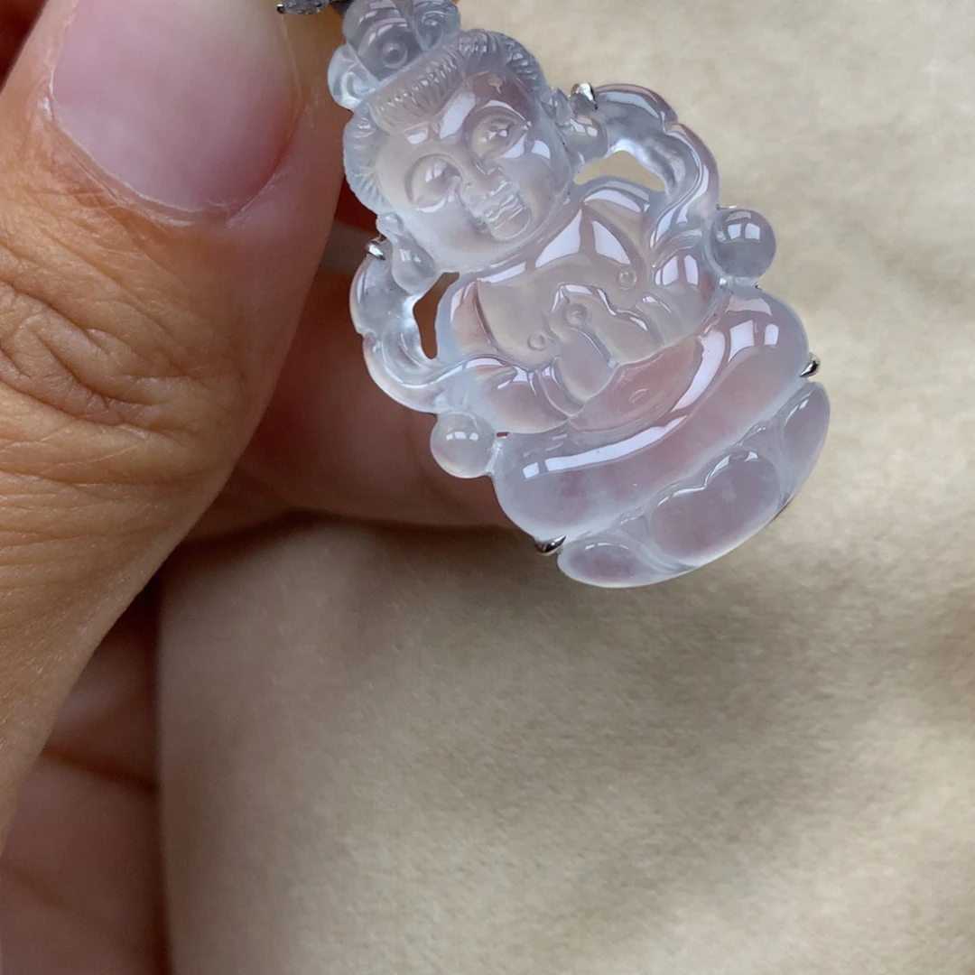 翡翠18K金镶嵌吊坠(不含链)宝宝观音