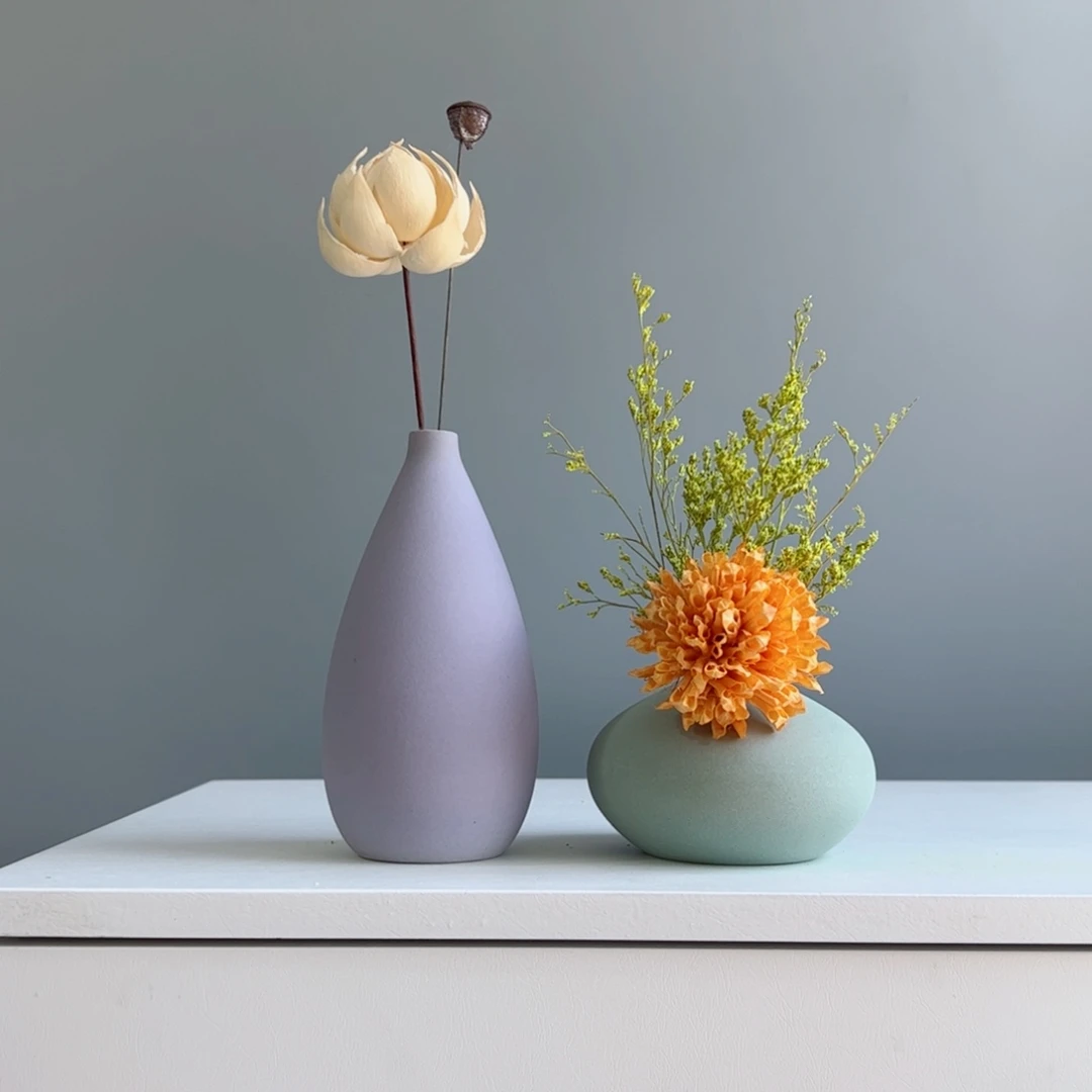 摆件陶瓷小花瓶摆件含花总高约20-30cm