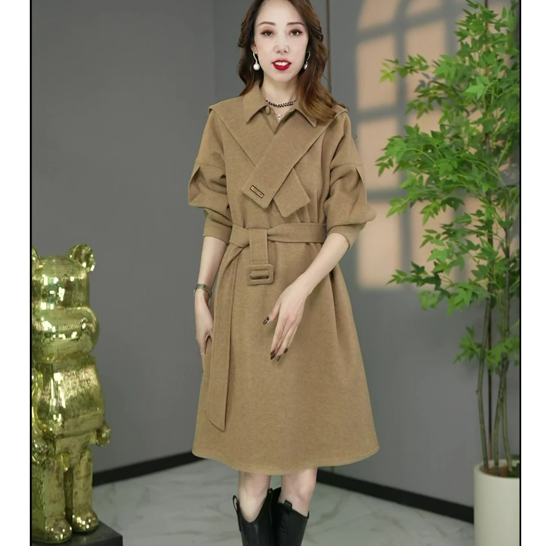【两件套】原创设计师款高定欧版洋气加厚宽松显瘦单穿打底连衣裙