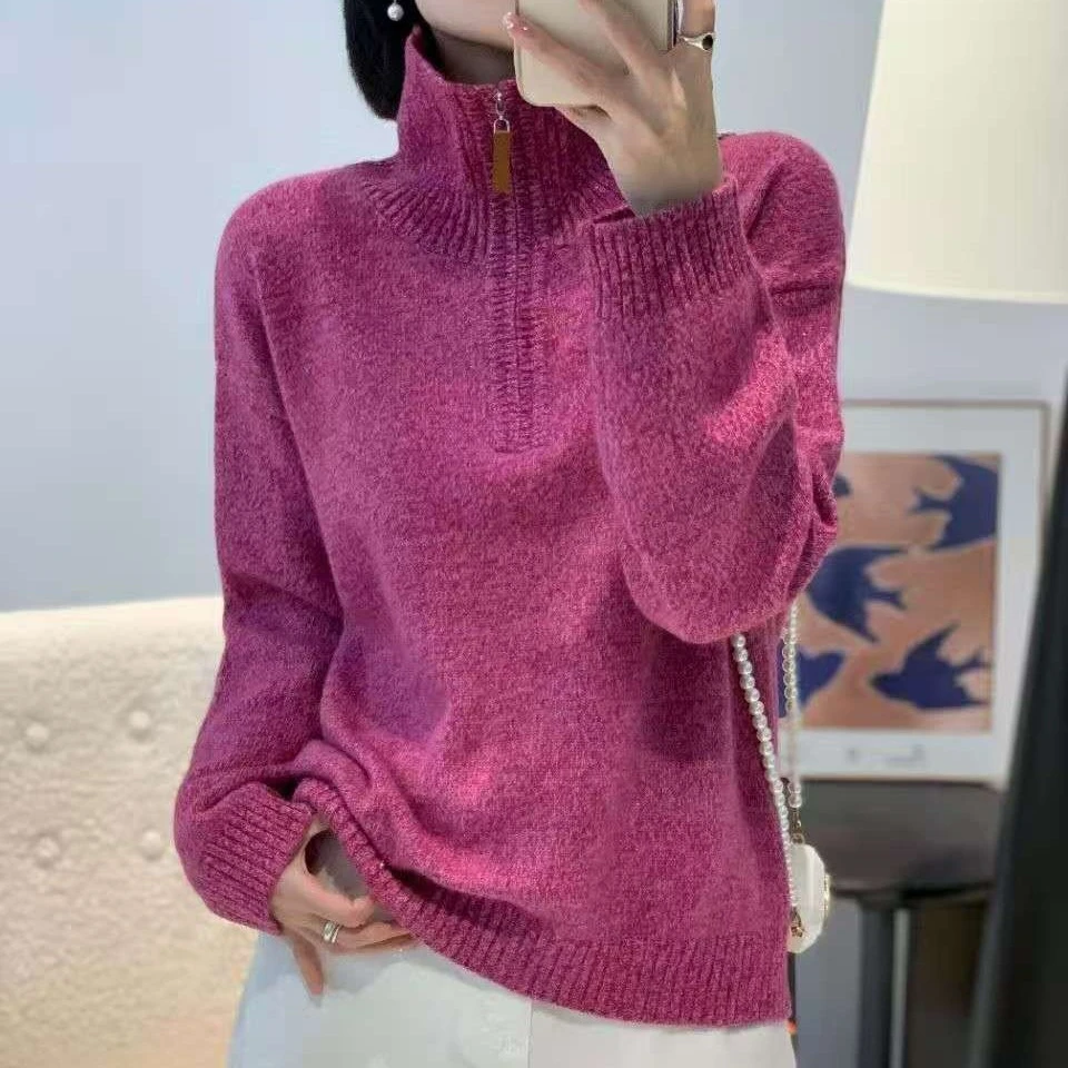 花纱羊绒衫，可翻可立领，