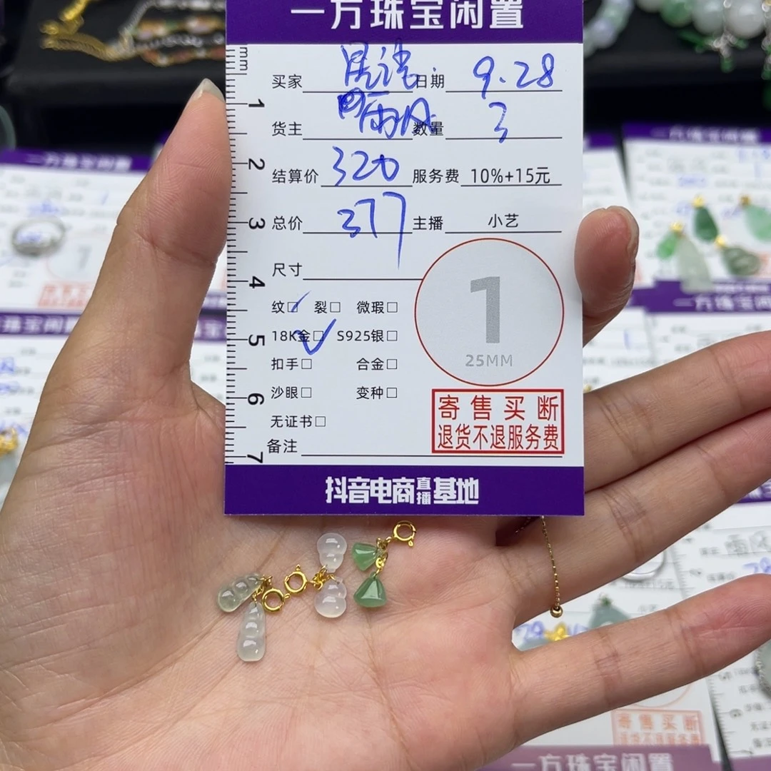 星***愿翡翠18K金镶嵌颈饰吊坠
