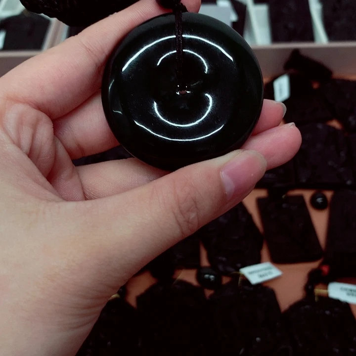 颈饰未镶嵌翡翠天然缅料a货钢琴黑特色题材挂件