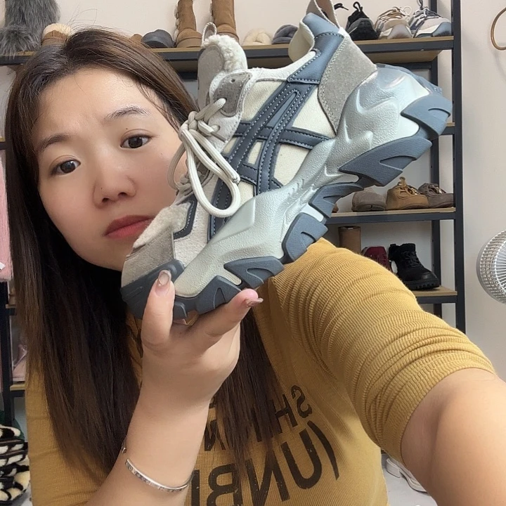 皮毛一体老爹鞋灰色39码
