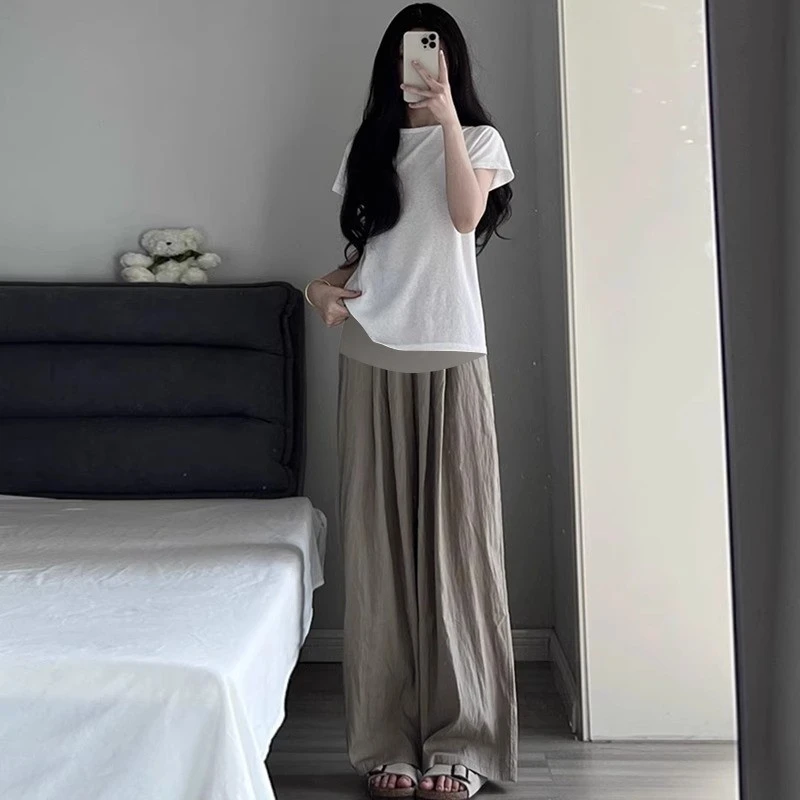 高个子孕妇裤子夏季2025薄款阔腿直筒裤高腰托腹外穿休闲裤宽松