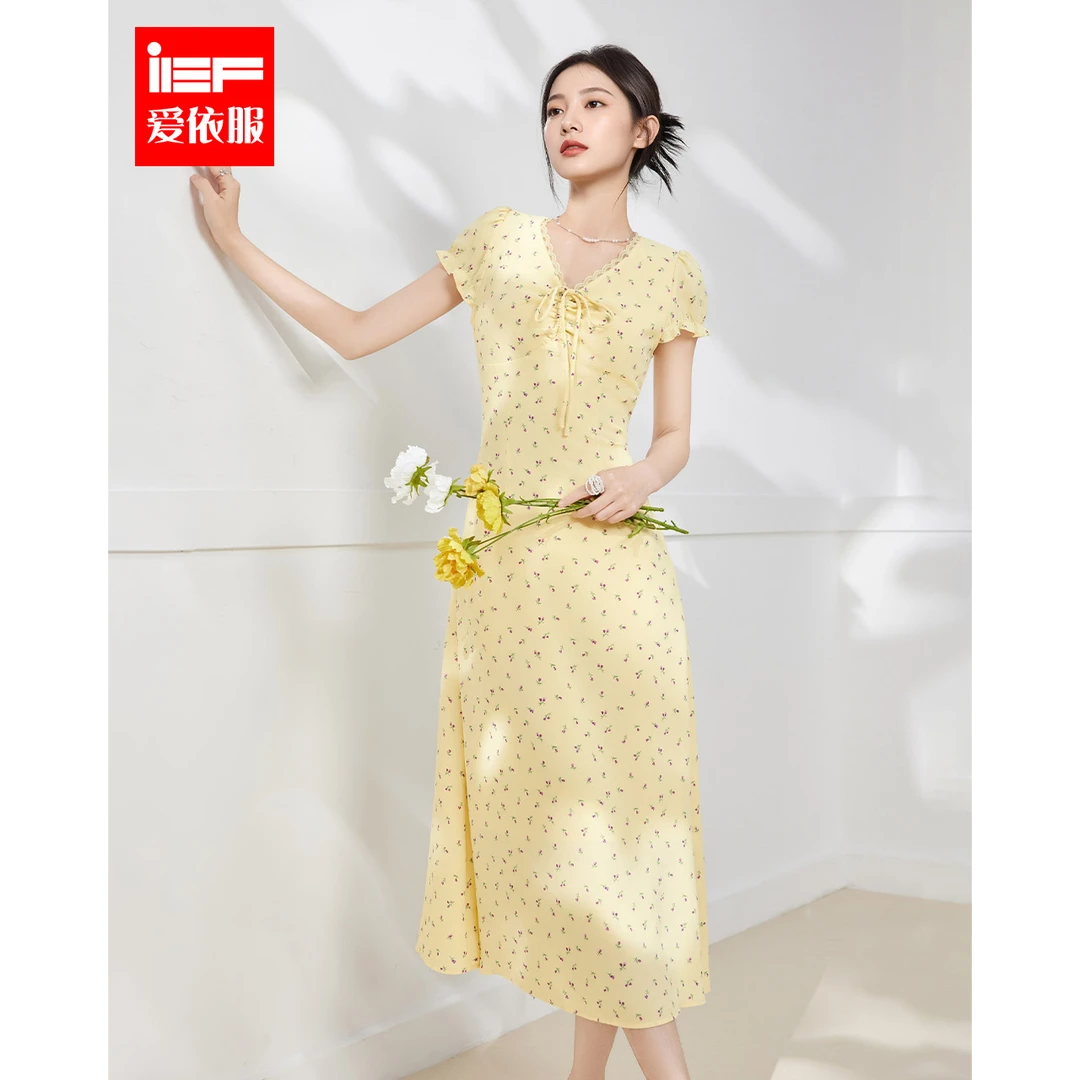 IEF/爱依服连衣裙2025夏季新款法式温柔小女人气质度假风连衣长裙