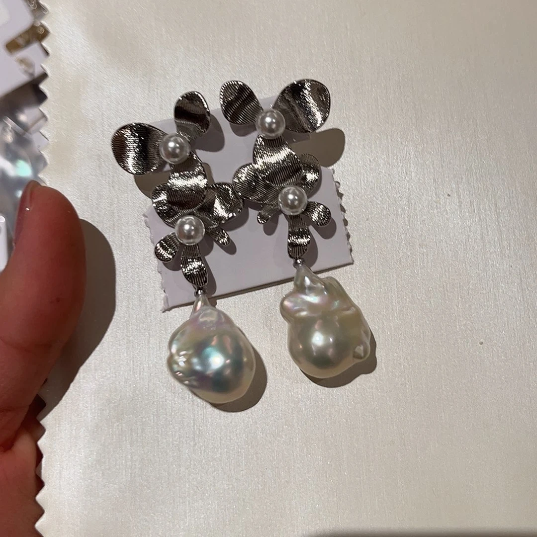 合金淡水珍珠耳饰
