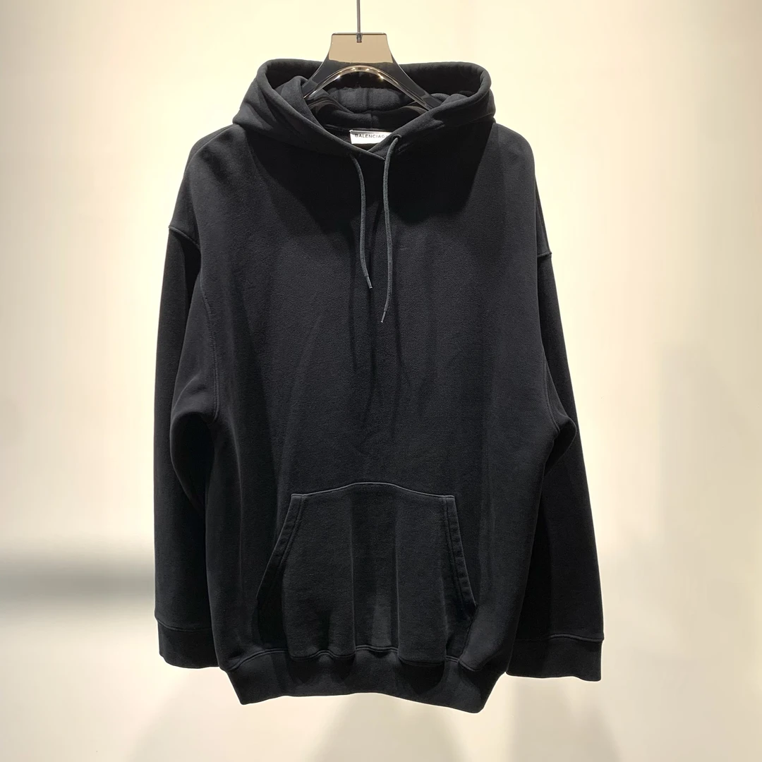 99新 Balenciaga/巴黎世家 黑色帽子logo连帽卫衣/S码/Y3070