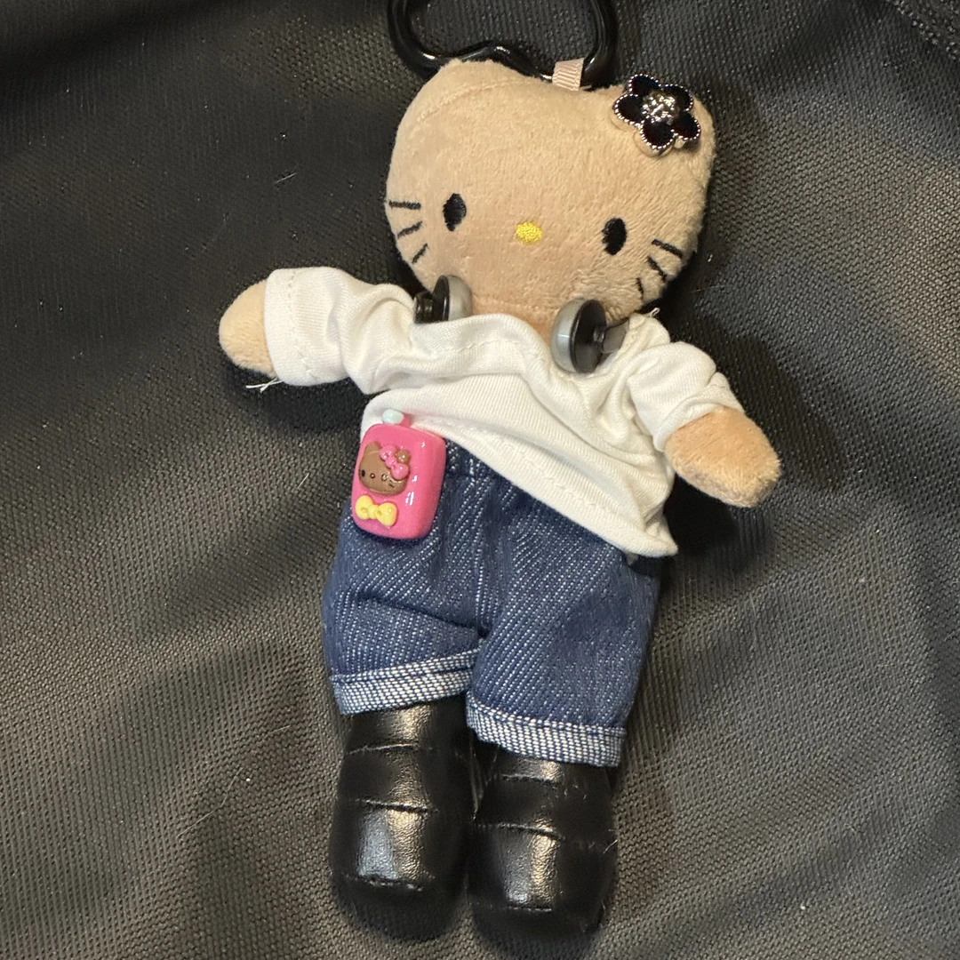 【果的kitty】牛仔潮男长腿黑皮kitty包包挂件