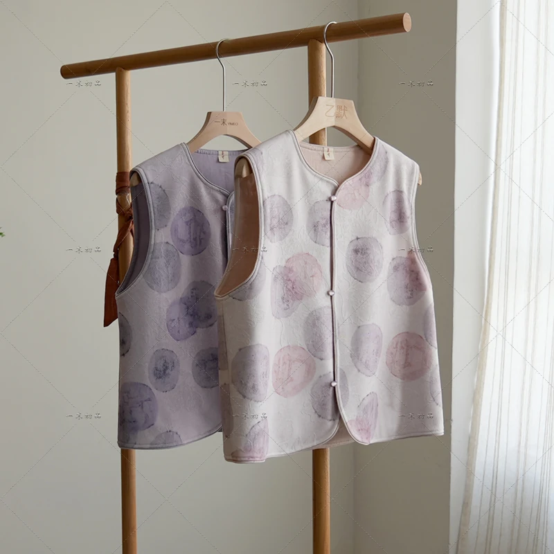 5302《梦幻》原创新中式文雅气质双面穿坎肩马甲春秋轻国风上衣