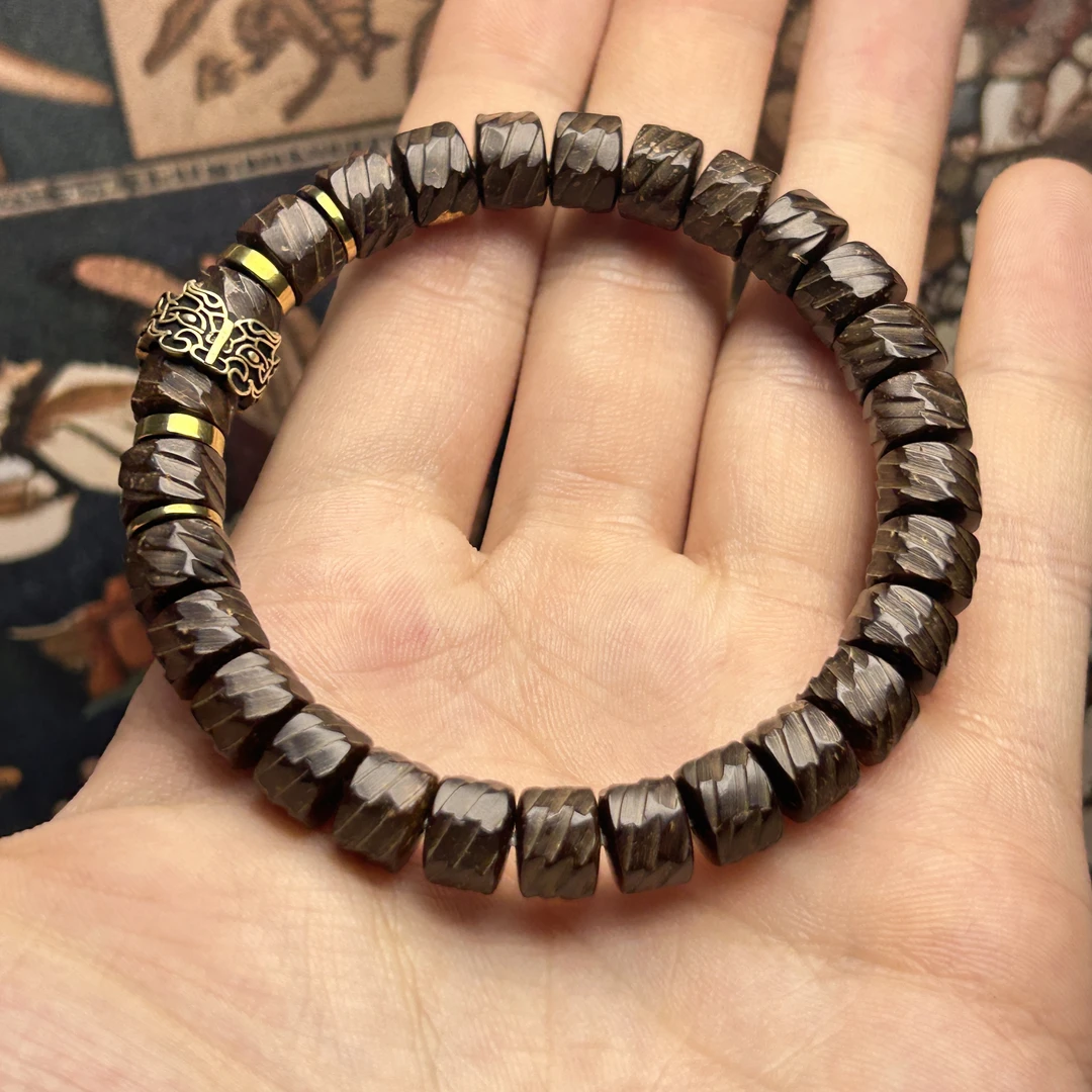 高品纯原生态椰蒂手串 暴力归圆 卡环搭配款97城墙