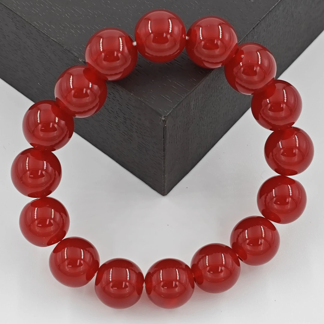 G142经典气质百搭古典蜡红色树脂手链