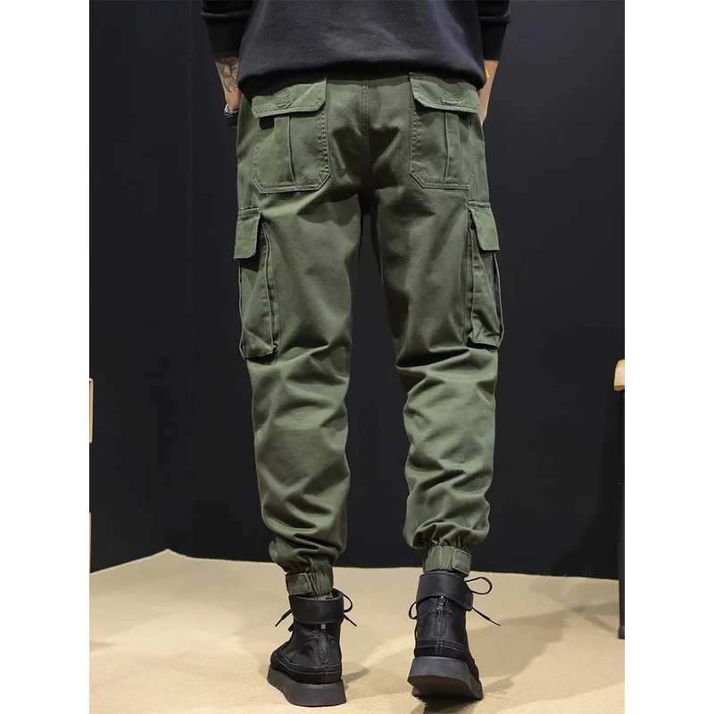 Leekody香港军绿色束脚工装裤潮牌男款2025秋季新款纯棉休闲长裤