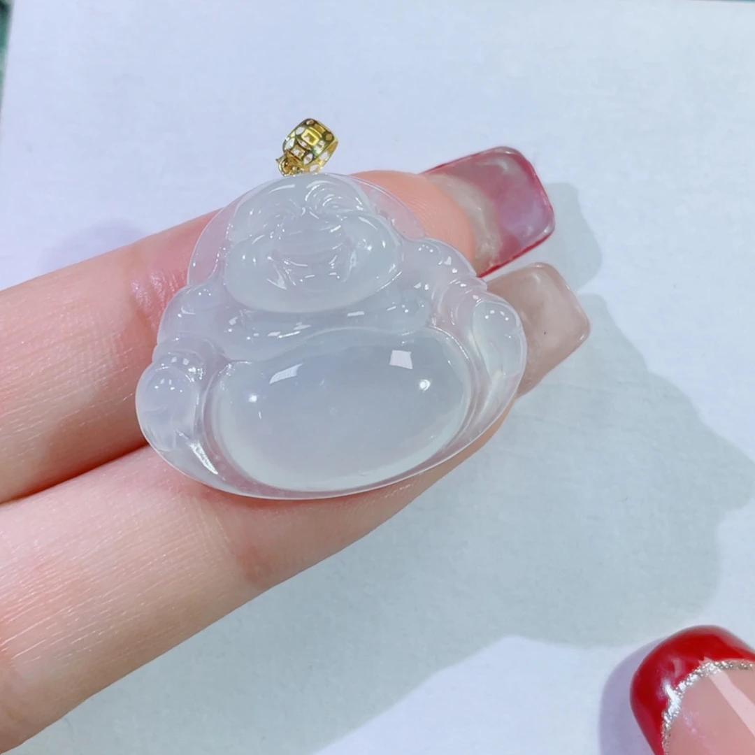 翡翠颈饰18K金镶嵌佛公