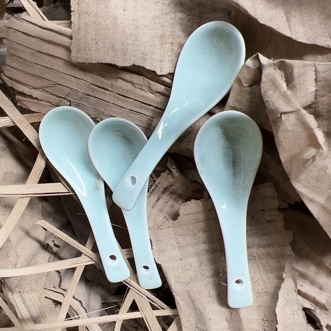 摆件景德镇影青汤勺4把