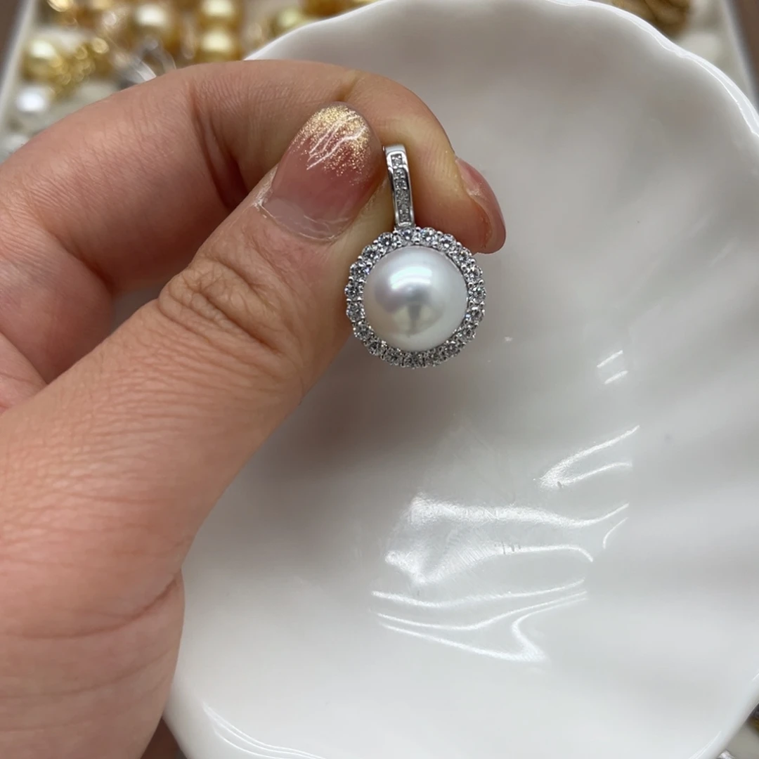 海水珍珠银S925镶嵌吊坠(不含链)