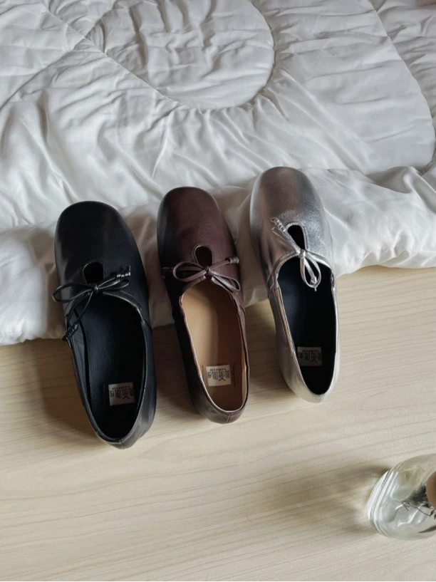 时尚平底蝴蝶结圆头休闲鞋系带单鞋