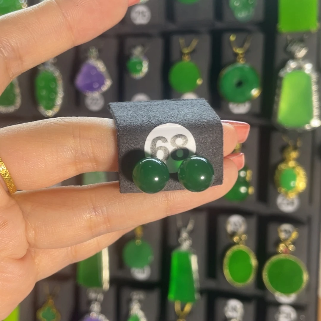 银S925镶嵌翡翠耳饰68