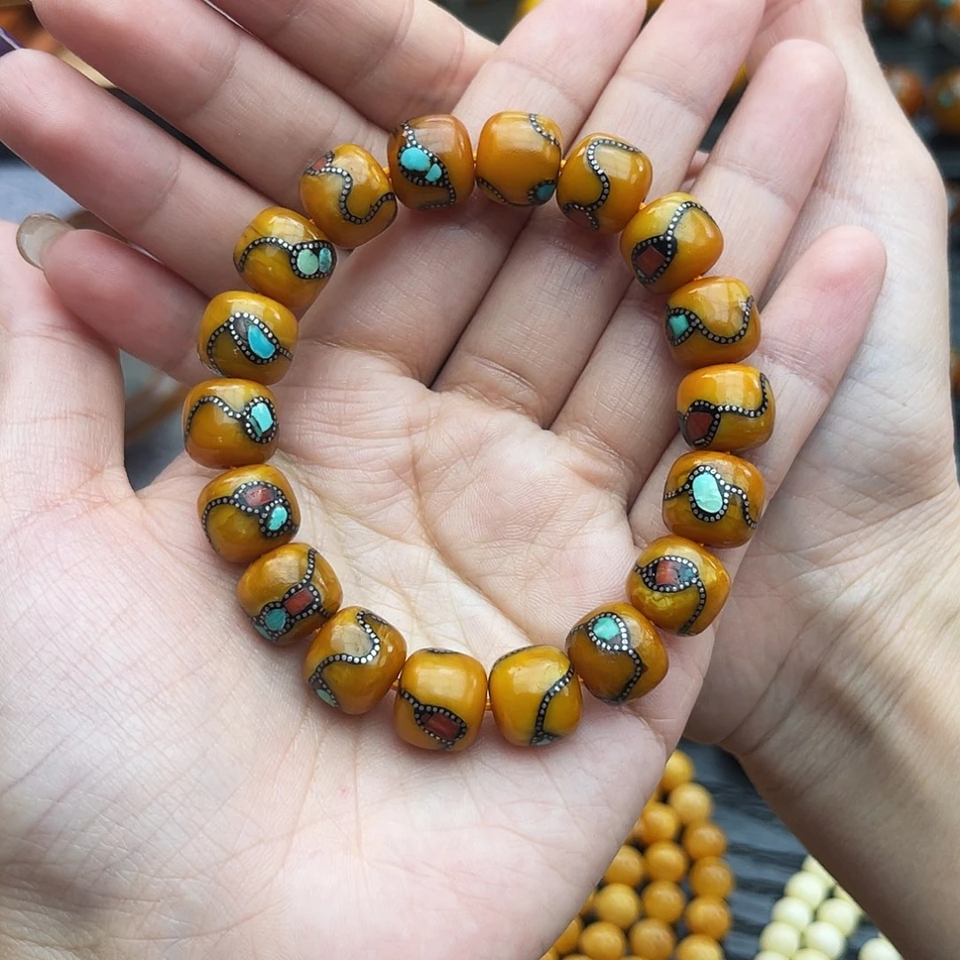 琥珀未镶嵌手链12尼泊尔