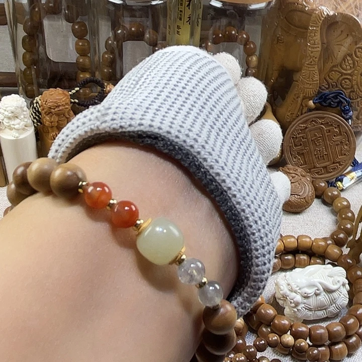 手串/手链檀香木老山檀香0.8单圈配南红等