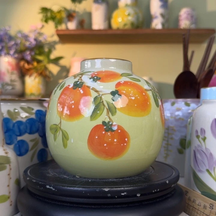 摆件景德镇手绘陶瓷花瓶摆件无孔