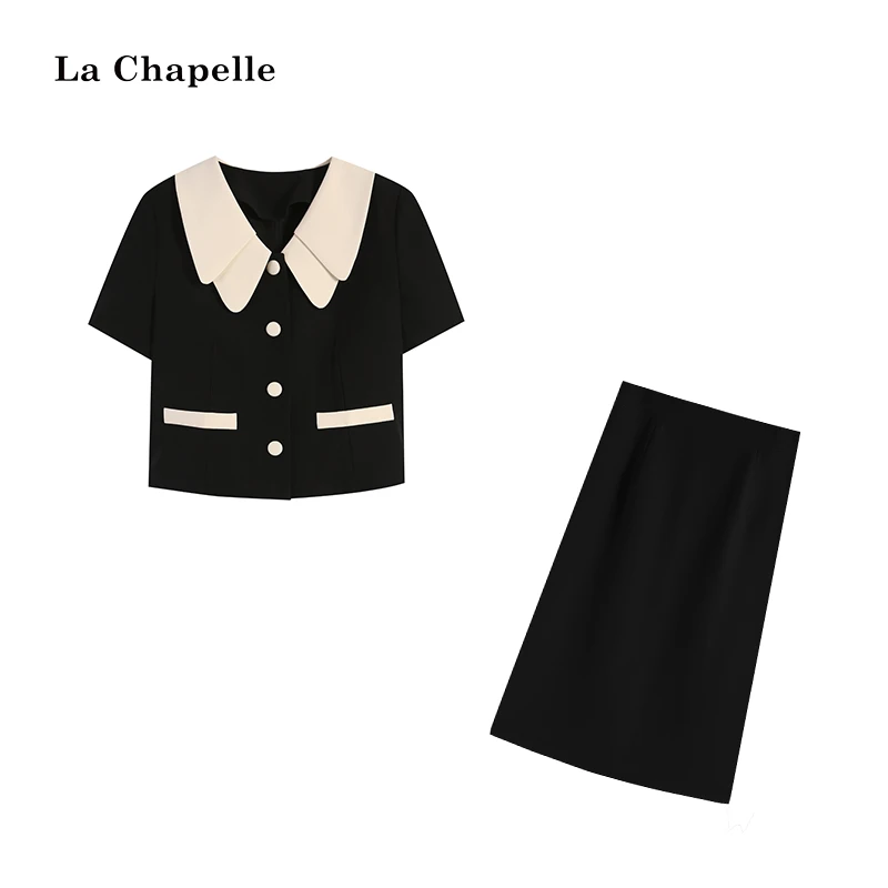 【高知学姐】法式气质双领黑色显瘦套装LA5ZL106296