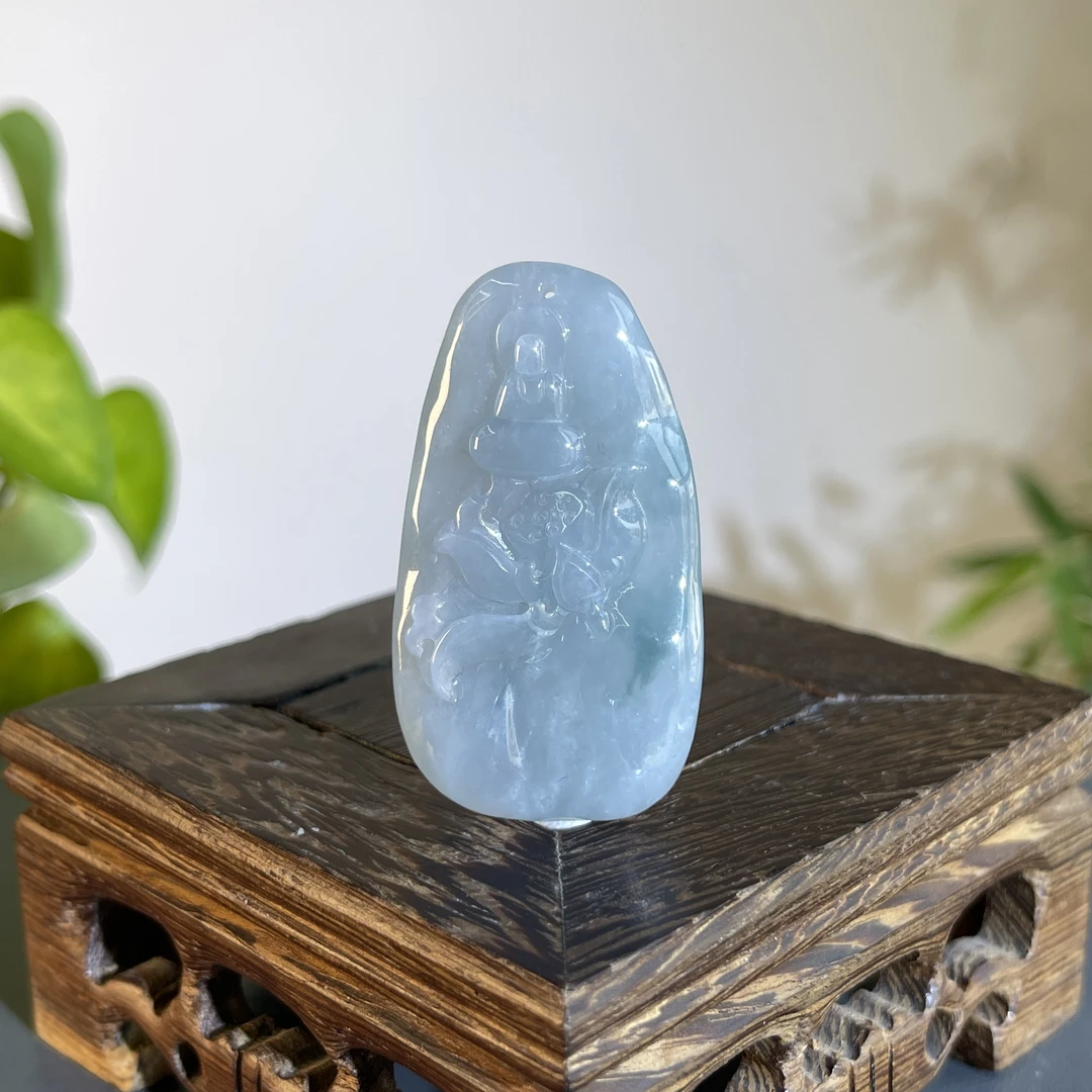 JTA26-81  天然缅甸A货翡翠  莲花悟道