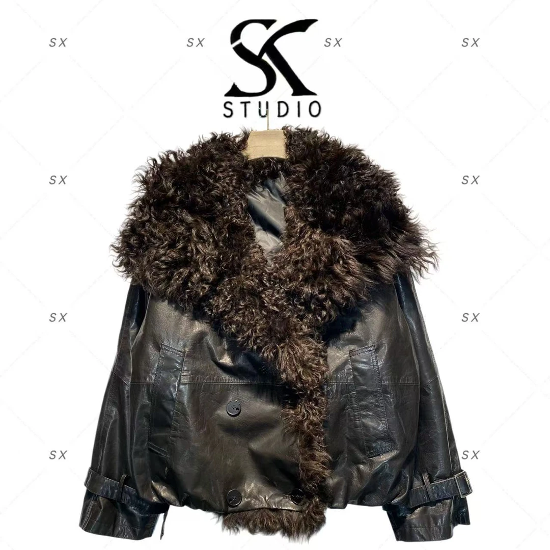 8562高奢女款时尚上衣（牛皮配羊毛配鹅绒）SXZY-2525