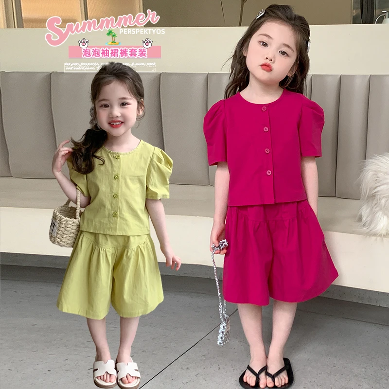 女童短袖套装洋气儿童夏季2025新款韩版女宝宝短裤两件套小女孩潮