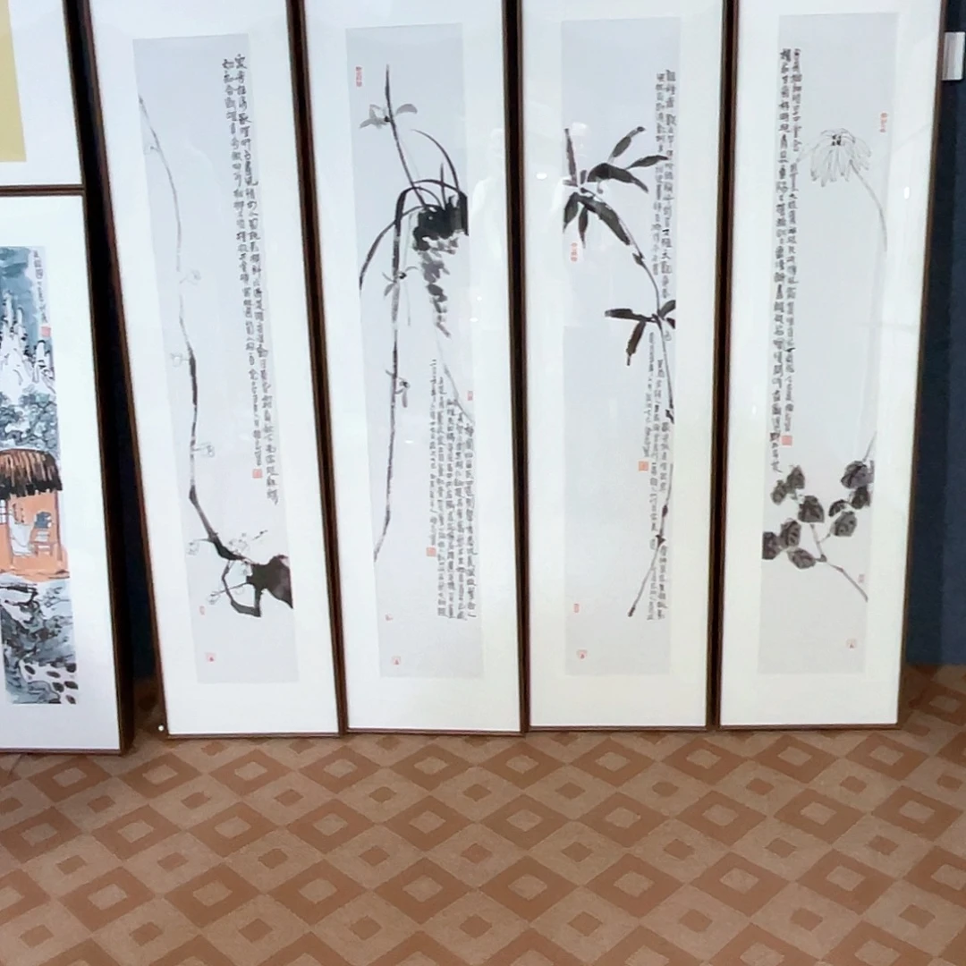 国画手绘画作品带框