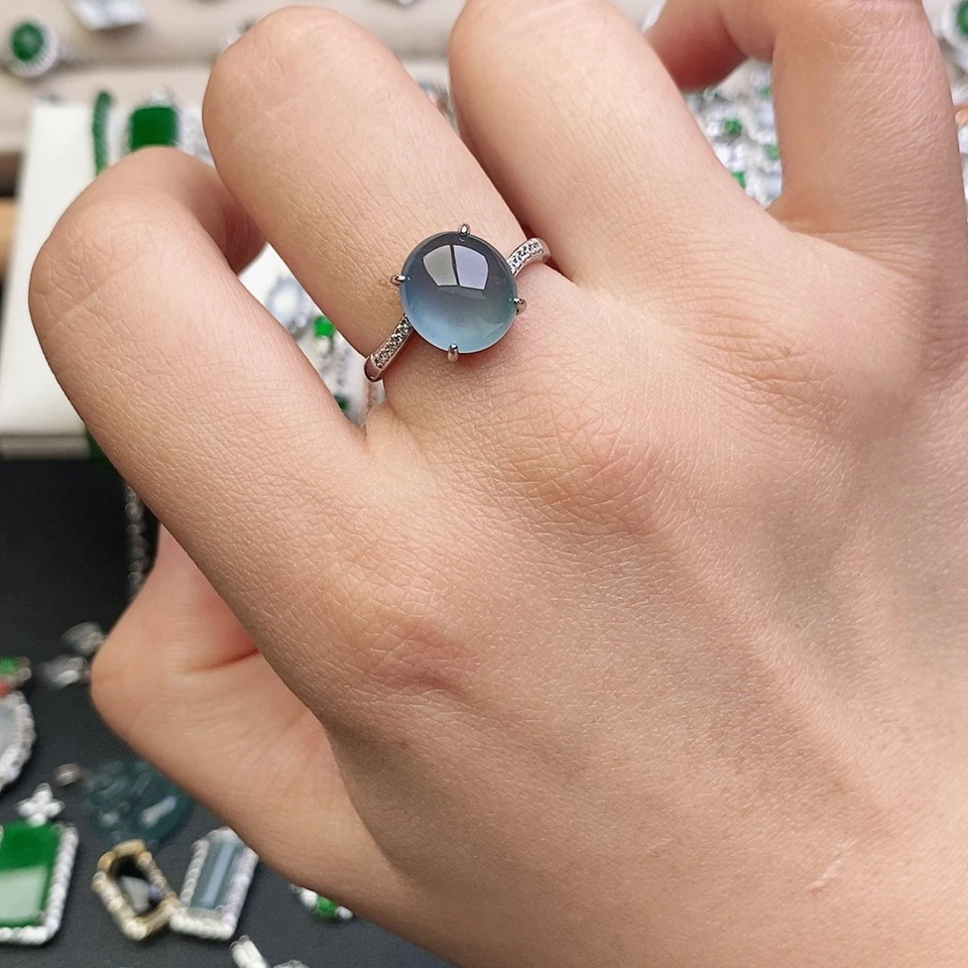 翡翠银S925镶嵌戒指