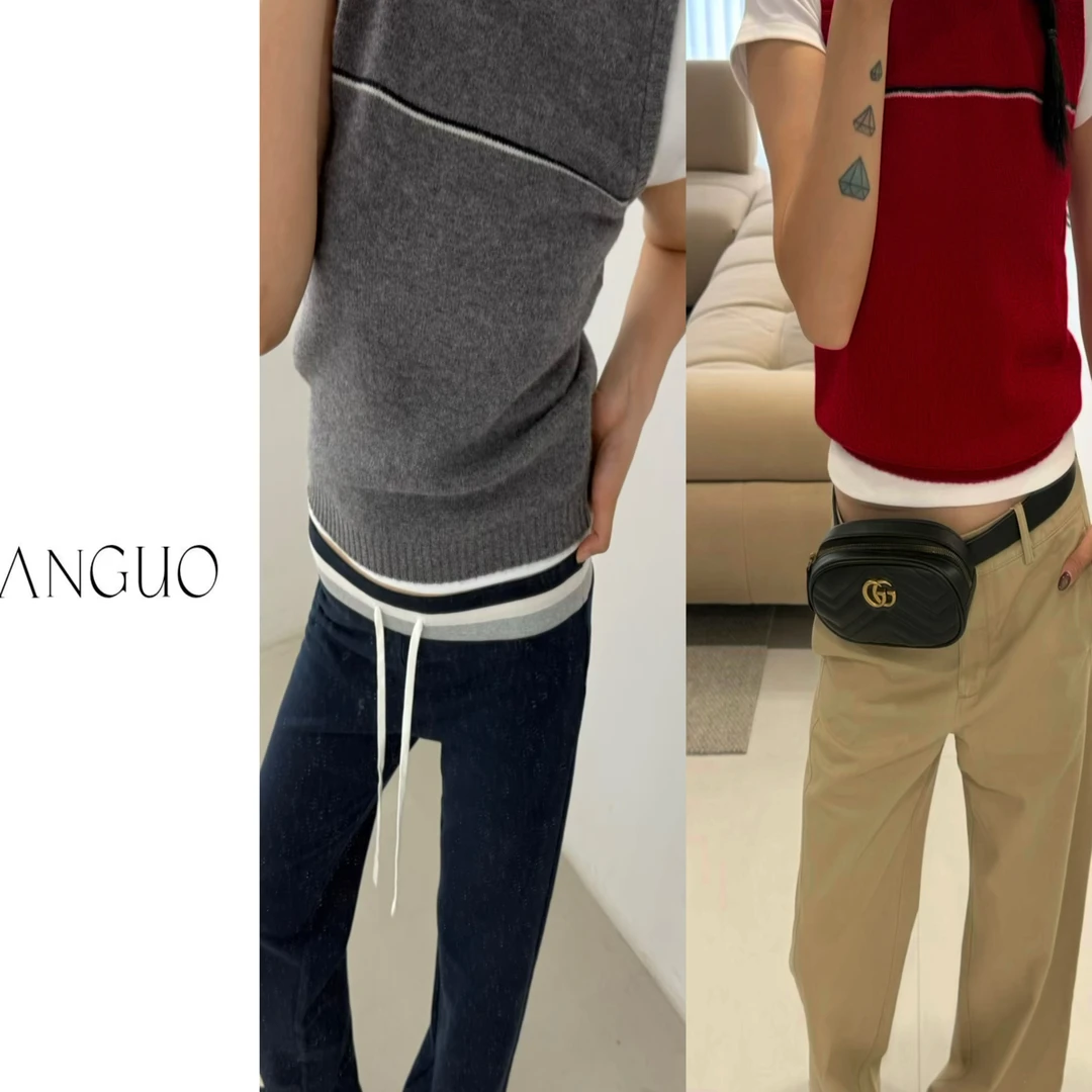 at家～秋冬叠穿爱物！ 复古洋气撞色修身百搭羊毛针织毛衣马甲32551