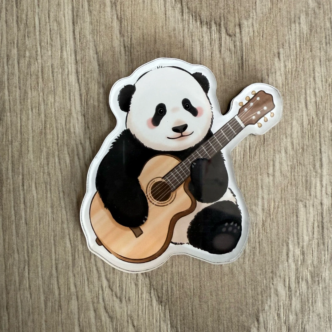 [全场1件包邮]熊猫妹猪弹吉他花束亚克力冰箱贴熊猫冰箱贴6cm