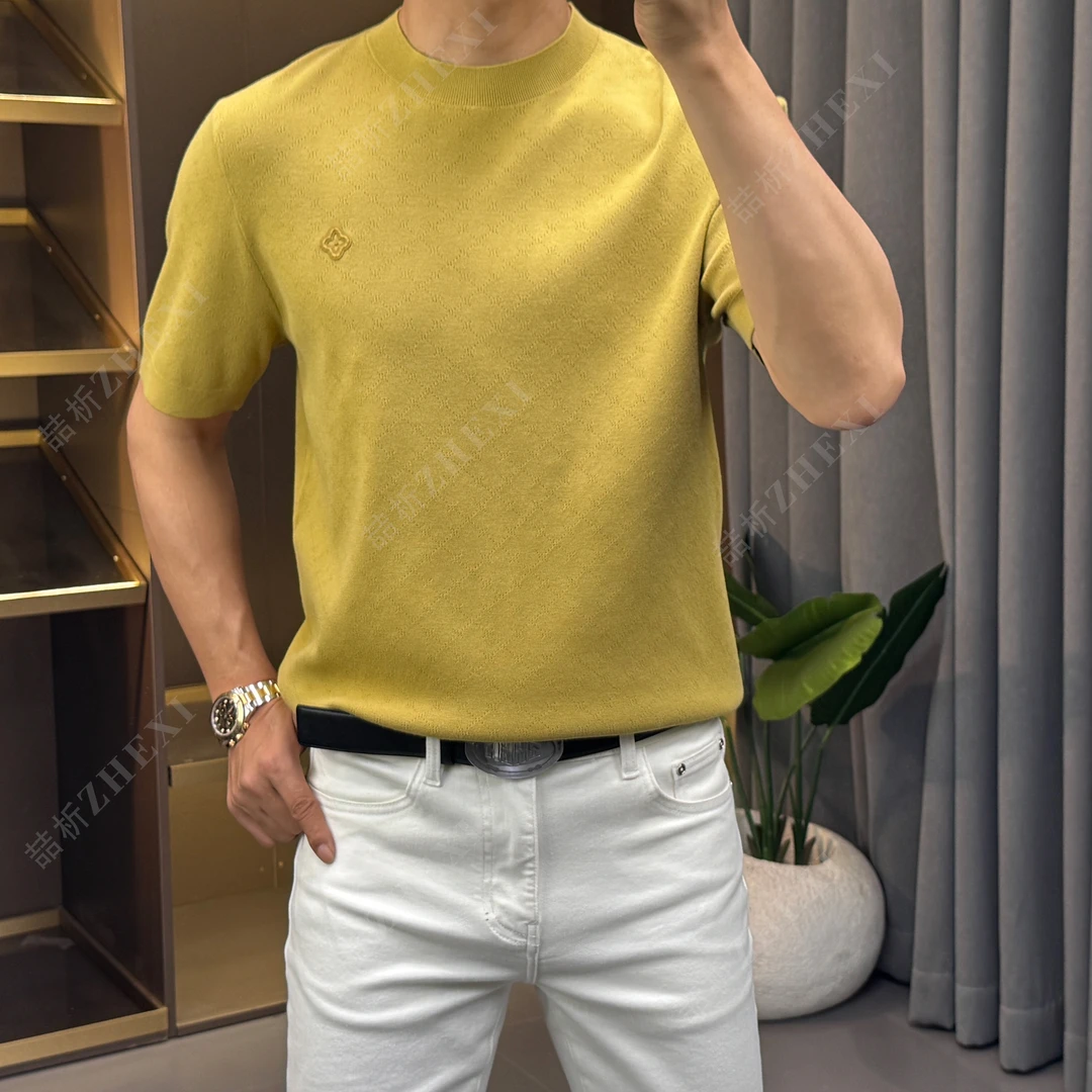 25秋季新款欧货男士休闲欧货针织短袖抗皱舒适百搭时尚潮流上衣