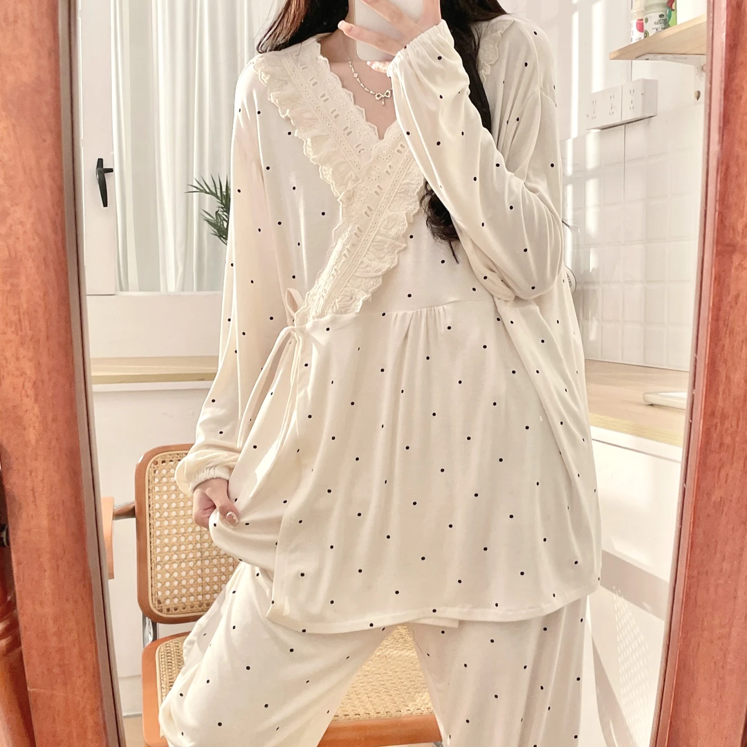 孕妇莫代尔月子服产后夏季薄款和服大码哺乳期吸汗睡衣待产家居服