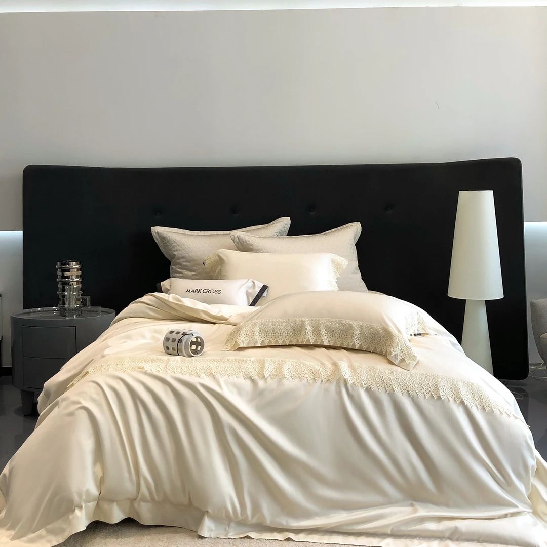 玛洛驰浪漫法式蕾丝花边高温蒸洗软芙蕾床上四件套床单款磨毛简约