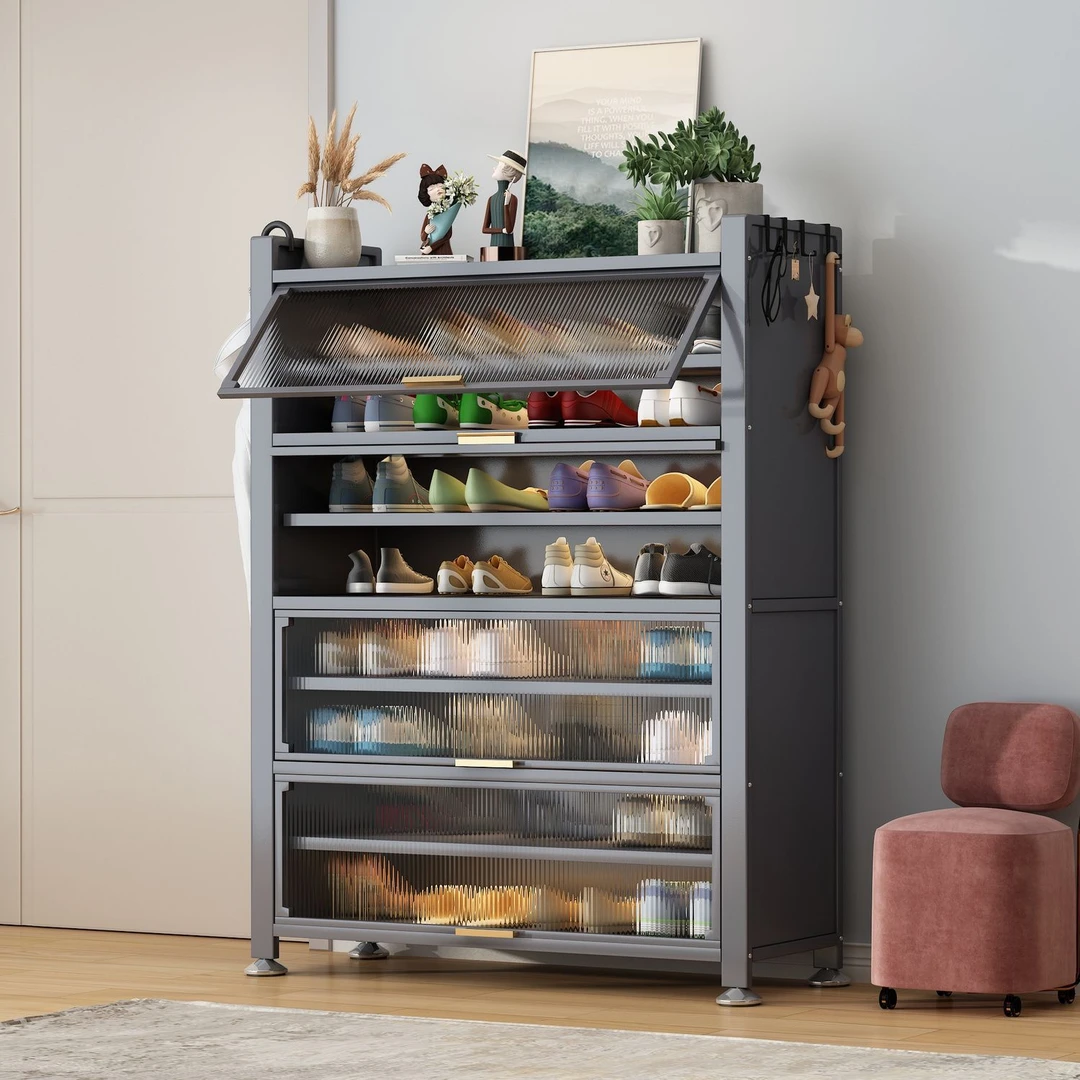 时尚家用防尘客厅储物鞋架环保铁艺玄关分层隔板隔板鞋架柜子玄关