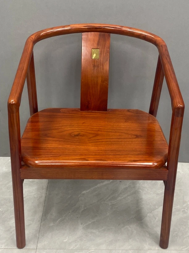 楠榆木新中式仿古太师椅实木圈椅三件套禅意家具简约茶桌主人椅子